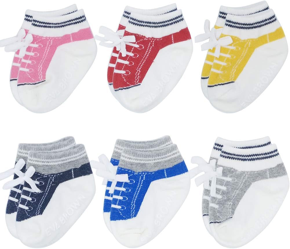 Baby Non Slip Infant Newborn Boys Girls Ankle Socks 6 Pairs