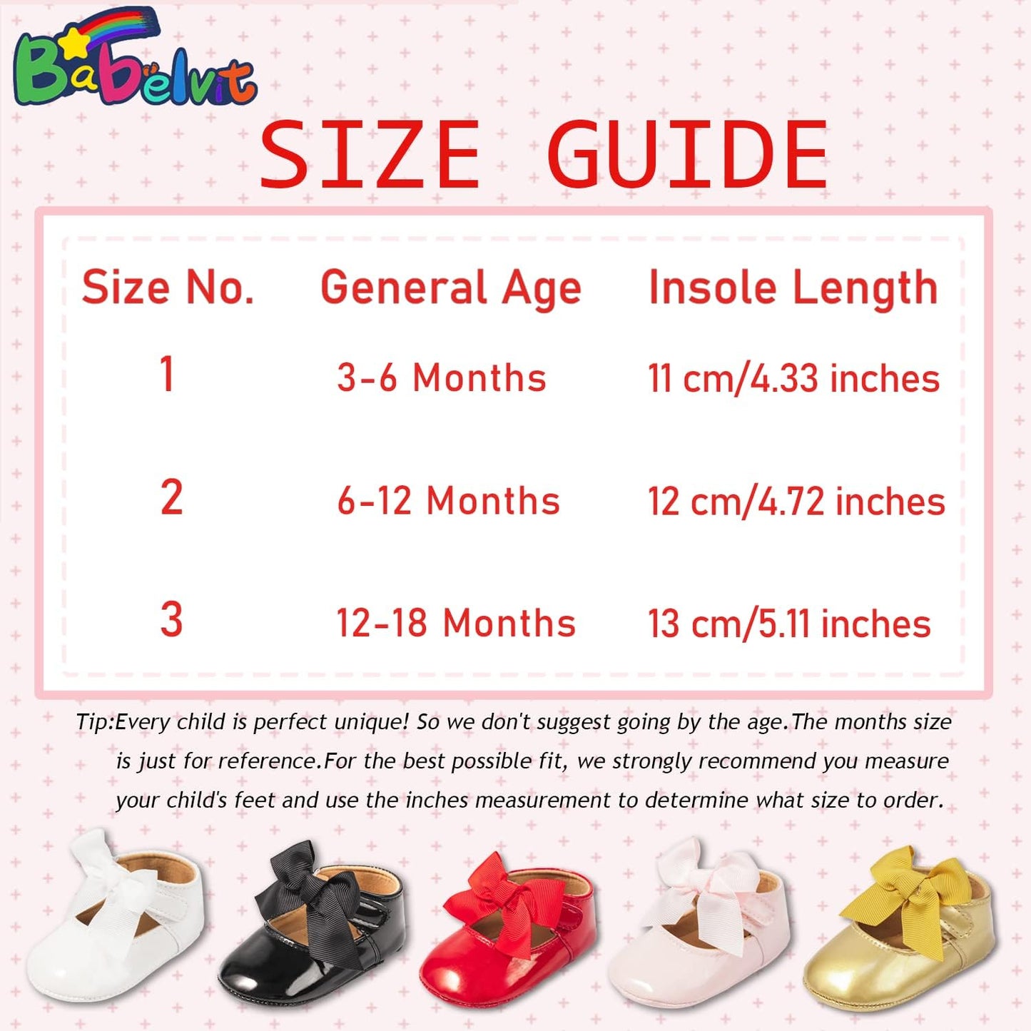 Baby Girls Premium Bowknot Mary Jane Flats Wedding Princess Dress Shoes Rubber Sole PU Leather Infant Toddler Walking Moccasins Crib Shoes