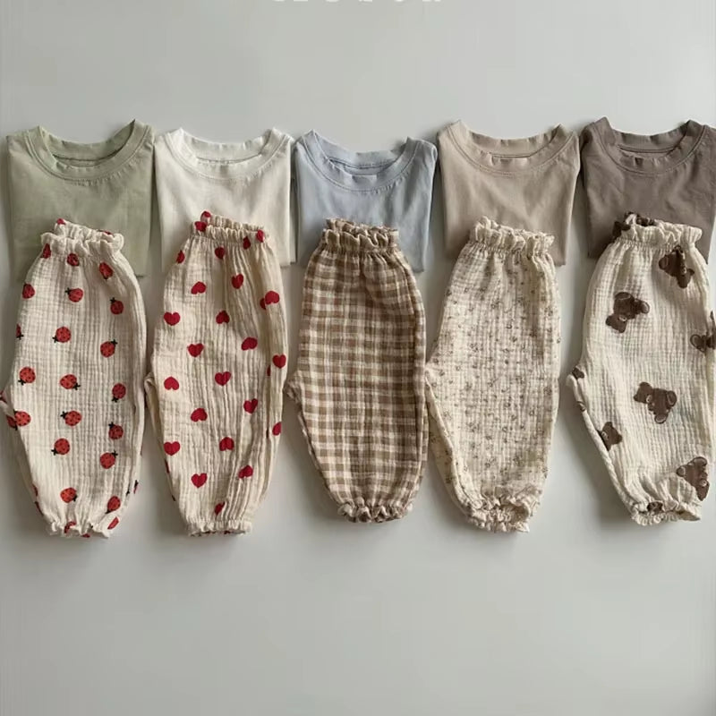 Organic Cotton Baby Pants Newborn Toddlers Autumn Spring Summer Winter Cute Print Soft Muslin Clothes Pants Pantalons Capris