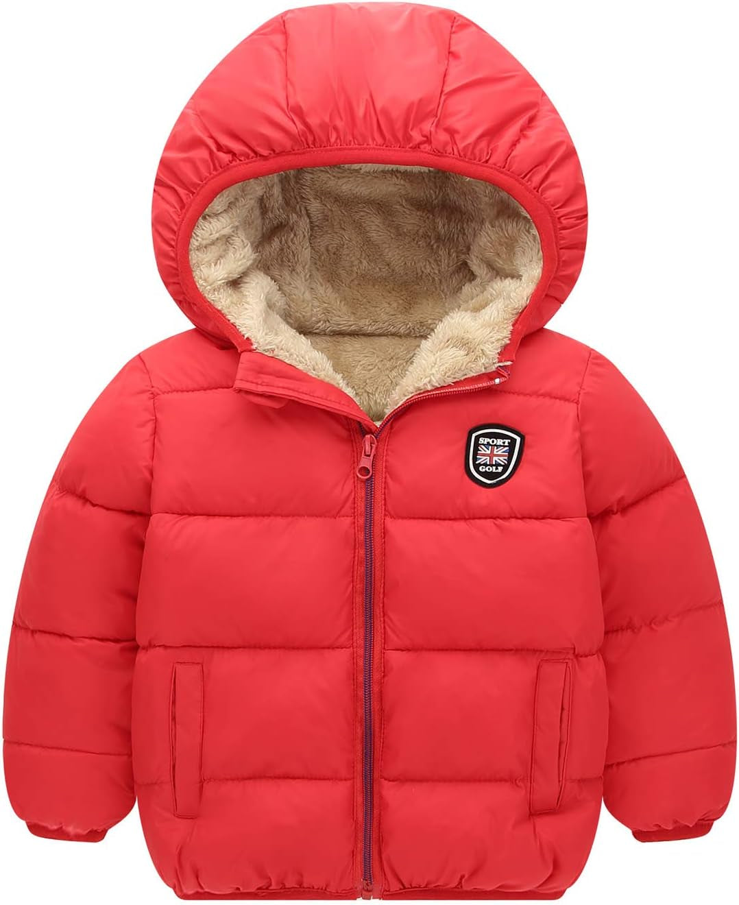 Boys Girls Hooded down Jacket Winter Warm Fleece Coat Windproof Zipper Puffer Outerwear 2T-7T